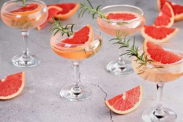 grapefruit gin-mosa champagne cocktail