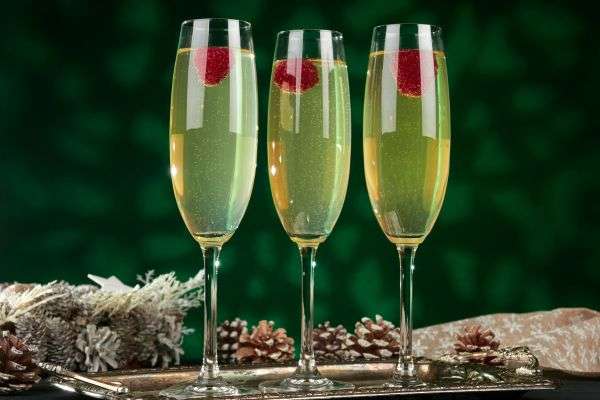 raspberry and lemon with prosecco cocktails